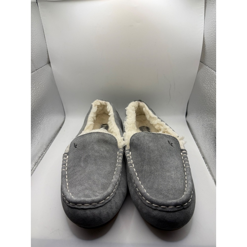 Koolaburra by UGG Lezly Grey Suede Faux Fur Lined Moccasin Slippers Womens 9